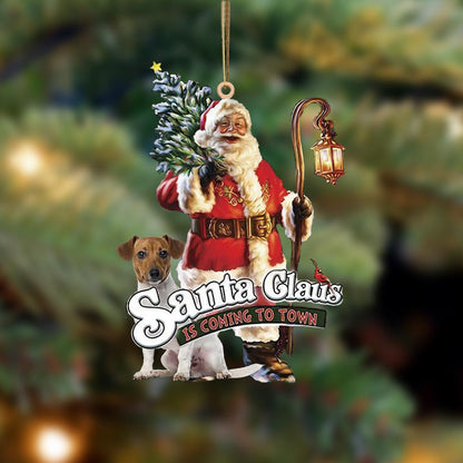 Santa Is Coming To Town With Jack Russell Terrier-Two Sided Ornament - Best gifts your whole family