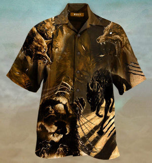 Scary Black Wolf Hawaiian Shirt | For Men & Women | Adult | HW3229