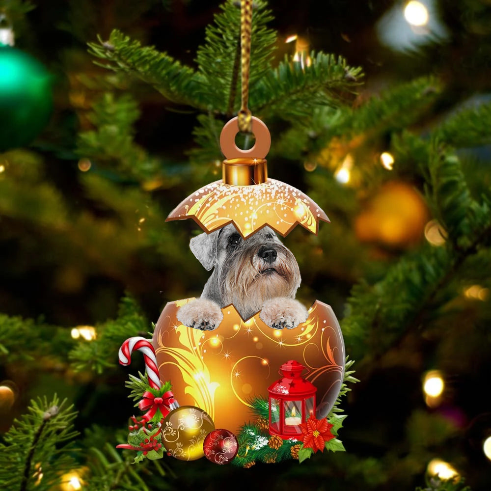 Schnauzer In Golden Egg Christmas Ornament - Best gifts your whole family