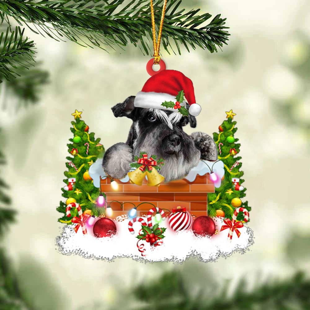 Schnauzer In The Chimney Hanging Ornament Dog Christmas Ornament - Best gifts your whole family
