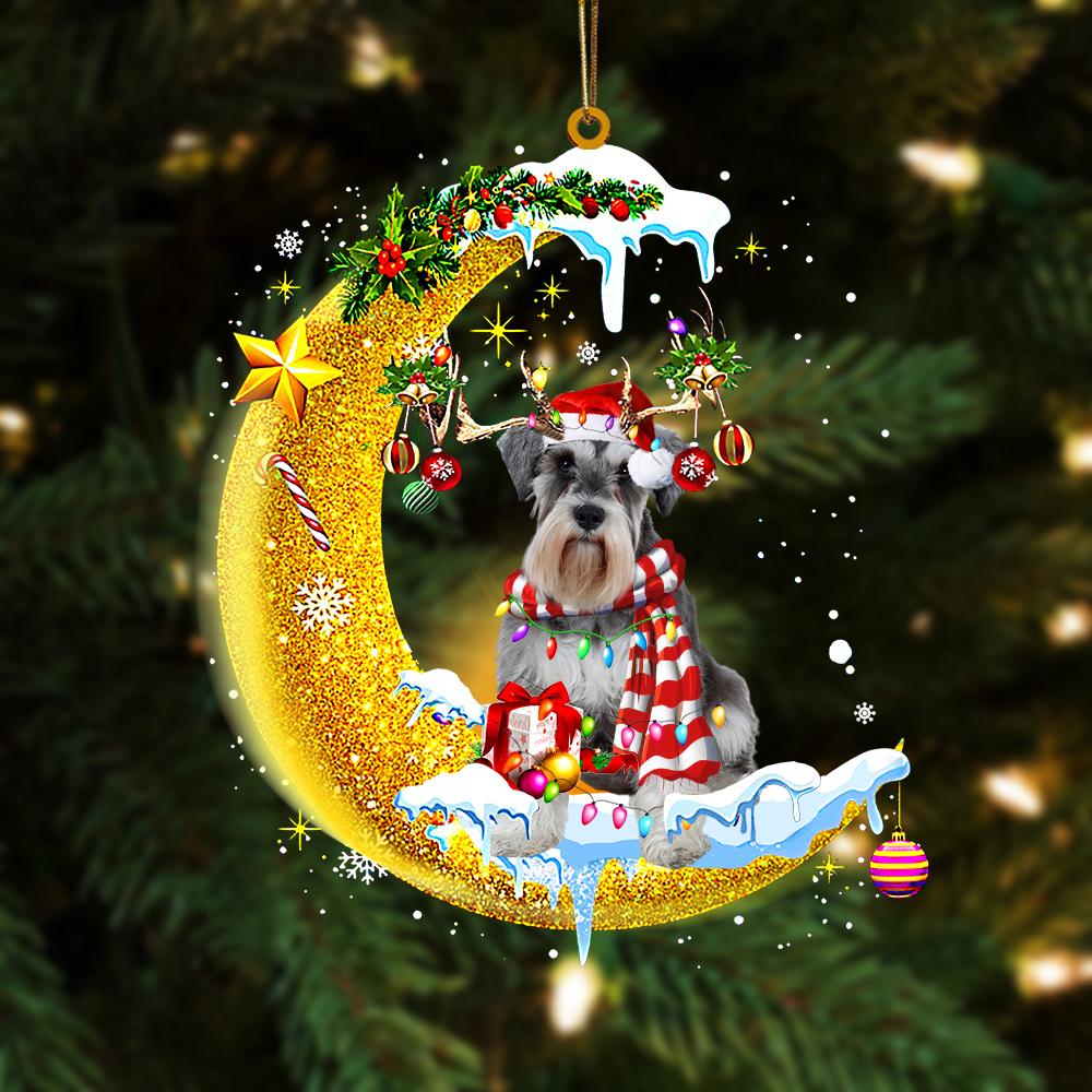 Schnauzer On The Moon Merry Christmas Hanging Ornament Dog Ornament, Car Ornament, Christmas Ornament - Best gifts your whole family