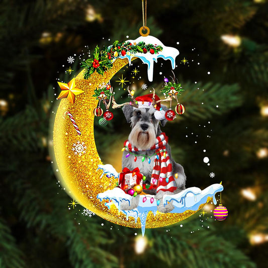 Schnauzer On The Moon Merry Christmas Hanging Ornament Dog Ornament, Car Ornament, Christmas Ornament - Best gifts your whole family