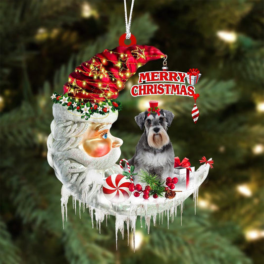 Schnauzer On The Moon Merry Christmas Hanging Ornament - Best gifts your whole family