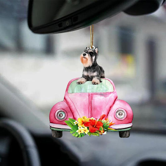 Schnauzer-Pink Hippie Car-Two Sided Ornament - Best gifts your whole family