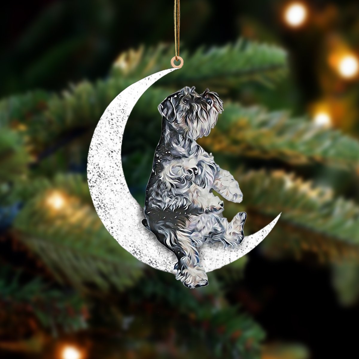 Schnauzer-Sit On The Moon-Two Sided Ornament - Best gifts your whole family