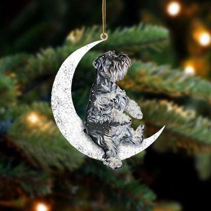 Schnauzer-Sit On The Moon-Two Sided Ornament - Best gifts your whole family
