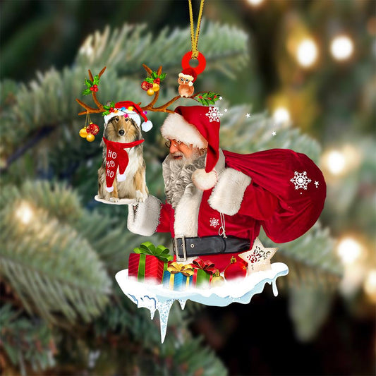 Scotch Collie And Santa Claus Christmas Ornament Godmerc - Best gifts your whole family