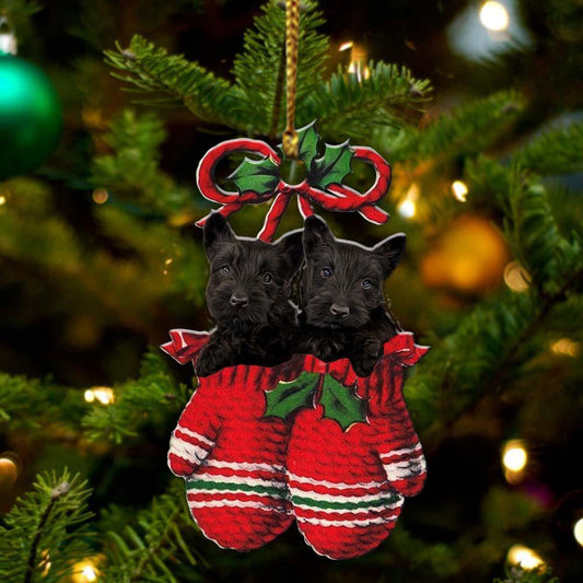 Scottish Terrier Inside Your Gloves Christmas Holiday-Two Sided Ornament, Christmas Ornament, Car Ornament - Best gifts your whole family