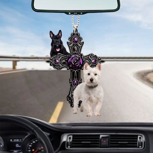 Scottish Terrier Pray For God Car Hanging Ornament Dog Pray For God Ornament - Best gifts your whole family