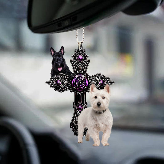 Scottish Terrier Pray For God Car Hanging Ornament Dog Pray For God Ornament - Best gifts your whole family