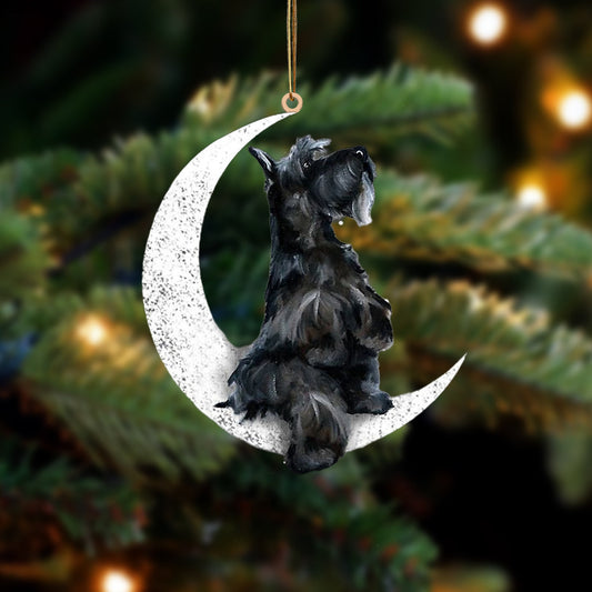 Scottish Terrier Sit On The Moon Two Sided Ornament Dog Hanging Christmas Ornament - Best gifts your whole family