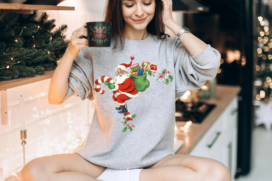 Funny Santa Delivering Presents Christmas Sweatshirt, Christmas Shirt,Christmas sweatshirt,Christmas Gift
