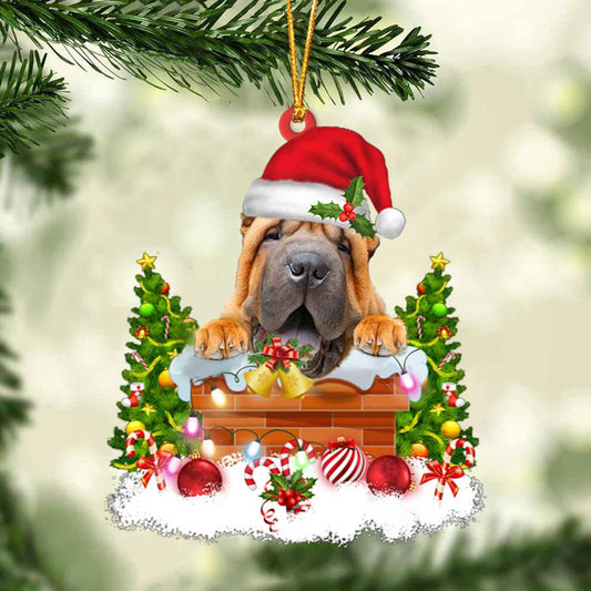 Shar Pei In The Chimney Hanging Ornament Dog Christmas Ornament - Best gifts your whole family