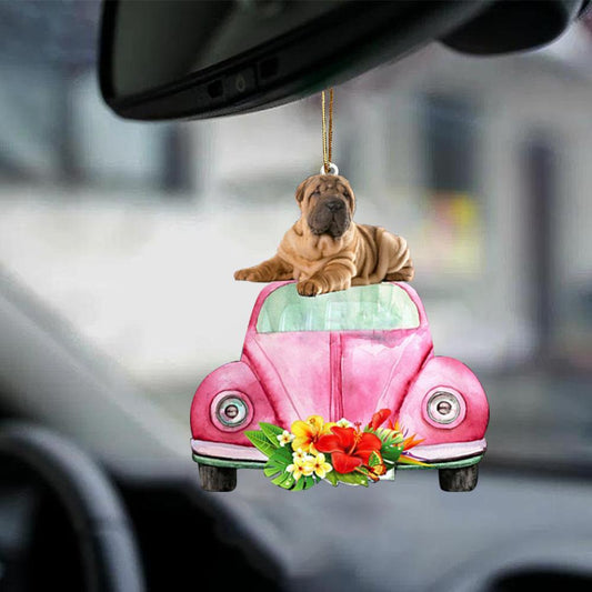 Shar Pei-Pink Hippie Car-Two Sided Ornament - Best gifts your whole family