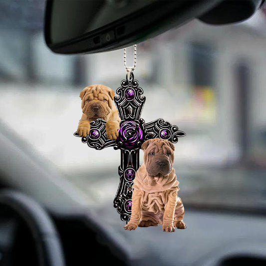 Shar Pei Pray For God Car Hanging Ornament Dog Pray For God Ornament Godmerc - Best gifts your whole family