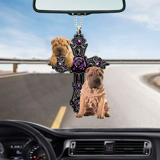 Shar Pei Pray For God Car Hanging Ornament Dog Pray For God Ornament Godmerc - Best gifts your whole family