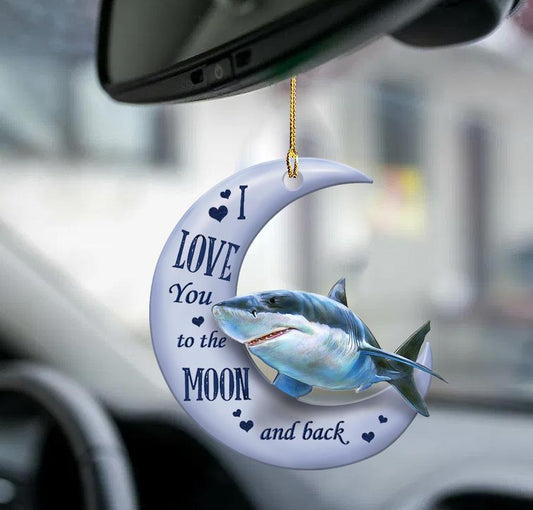 Shark Moon Back Shark Lover Two Sided Ornament - Best gifts your whole family