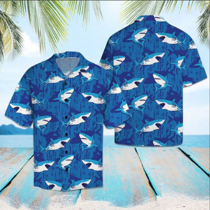 Shark Summer Hawaiian Shirt,Hawaiian Shirt Gift,Christmas Gift