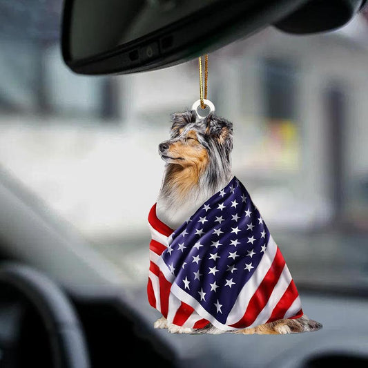 Sheltie American Patriot Flag Two Sided Ornament - Best gifts your whole family