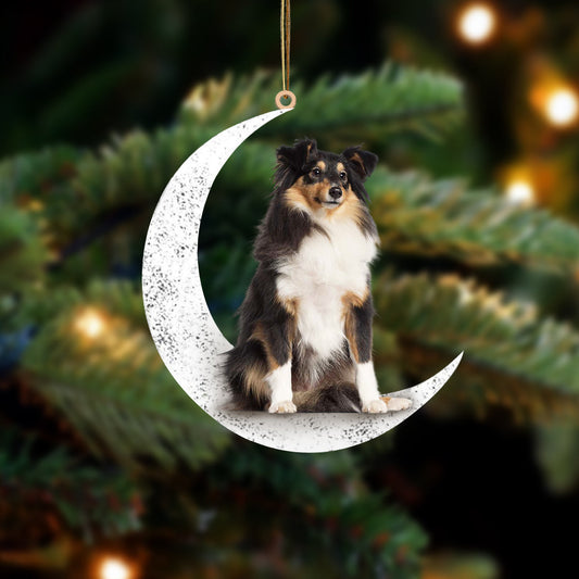Shetland Sheepdog 2 Sit On The Moon Two Sided Ornament Dog Hanging Christmas Ornament - Best gifts your whole family