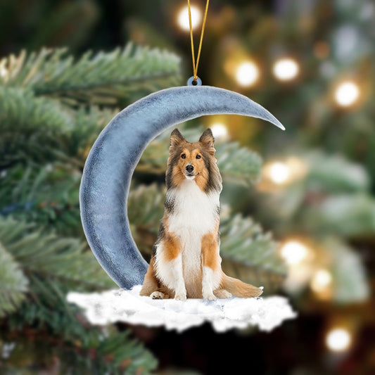 Shetland Sheepdog 2 Sits On The Moon Hanging Ornament Dog Ornament, Car Ornament, Christmas Ornament - Best gifts your whole family