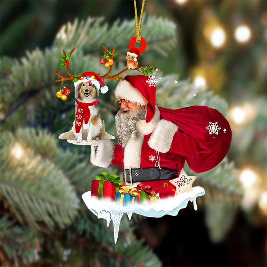 Shetland Sheepdog And Santa Claus Christmas Ornament Godmerc - Best gifts your whole family