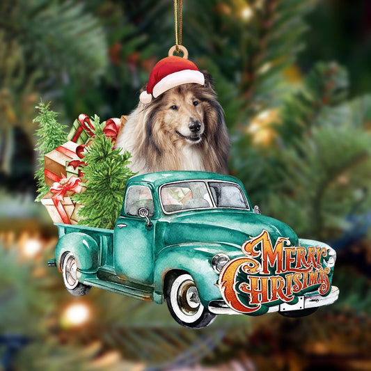 Shetland Sheepdog-Green Truck Hanging Ornament - Best gifts your whole family