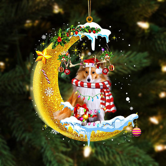Shetland Sheepdog On The Moon Merry Christmas Hanging Ornament Dog Ornament, Car Ornament, Christmas Ornament - Best gifts your whole family