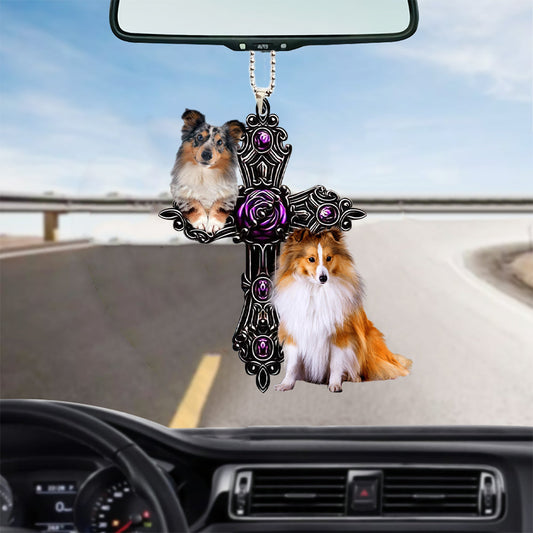 Shetland Sheepdog Pray For God Car Hanging Ornament Auto Ornament Godmerc - Best gifts your whole family