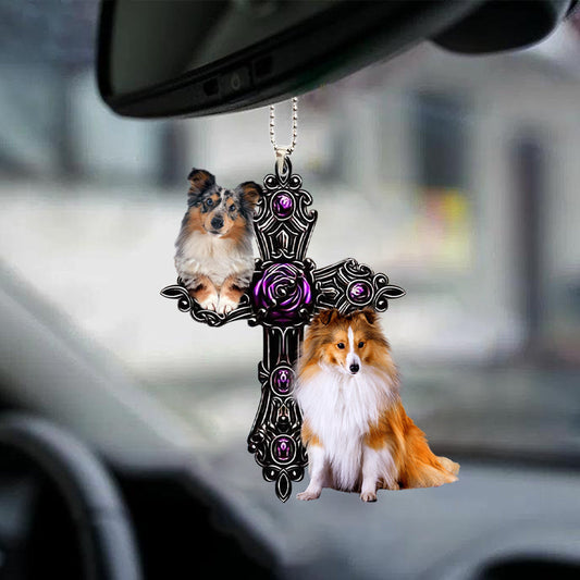 Shetland Sheepdog Pray For God Car Hanging Ornament Auto Ornament Godmerc - Best gifts your whole family
