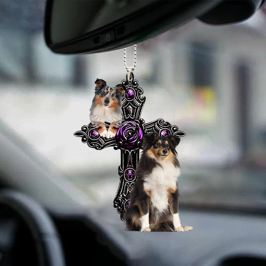 Shetland Sheepdog Pray For God Car Hanging Ornament Dog Pray For God Ornament Godmerc - Best gifts your whole family