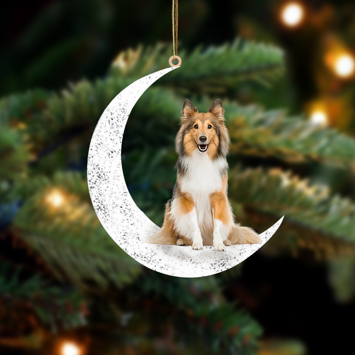 Shetland Sheepdog Sit On The Moon Two Sided Ornament Dog Hanging Christmas Ornament - Best gifts your whole family