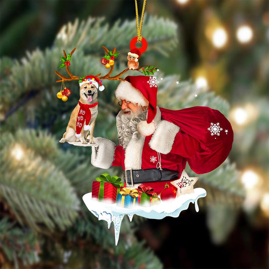 Shiba Inu And Santa Claus Christmas Ornament Godmerc - Best gifts your whole family