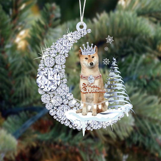 Shiba Inu Diamond Moon Merry Christmas Ornament Christmas Tree Hanging Ornament - Best gifts your whole family