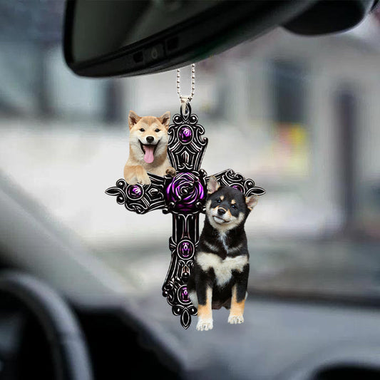 Shiba Inu Pray For God Car Hanging Ornament Dog Pray For God Ornament Godmerc - Best gifts your whole family