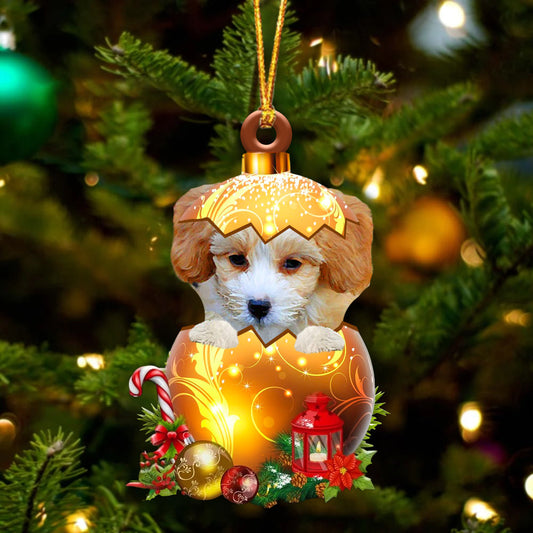 Shih Poo In Golden Egg Christmas Ornament - Best gifts your whole family
