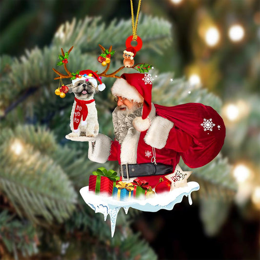 Shih Tzu And Santa Claus Christmas Ornament Godmerc - Best gifts your whole family