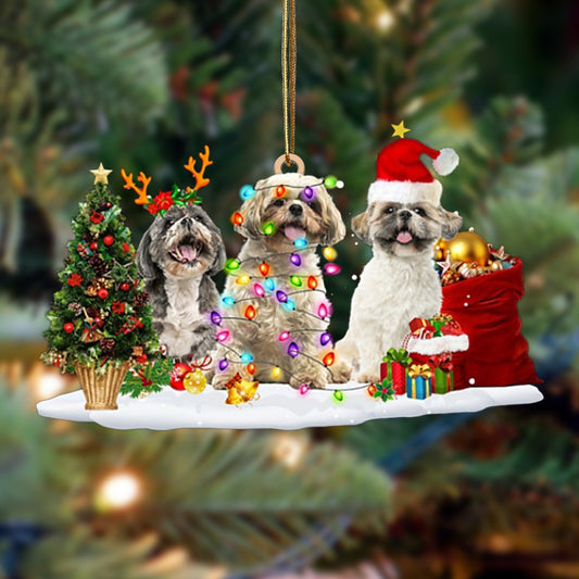Shih Tzu-Christmas Dog Friends Hanging Ornament - Best gifts your whole family
