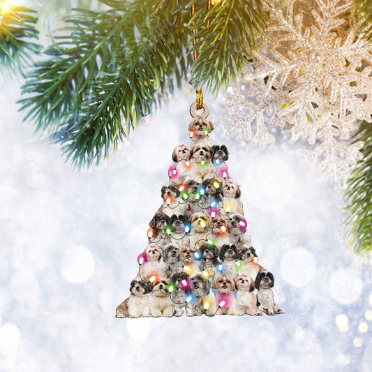 Shih Tzu Christmas Tree Flat 2D Ornament, Dog Pet Lover Gifts, Christmas Tree Ornament, Home Decor Plastic Ornament - Best gifts your whole family