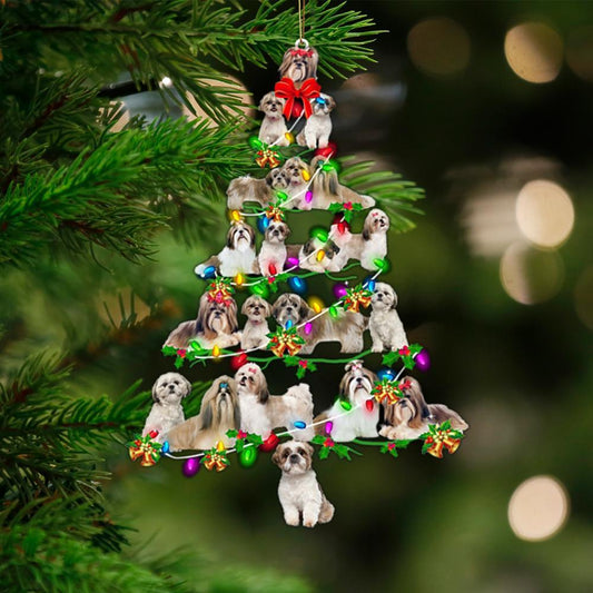 Shih Tzu-Christmas Tree Lights-Two Sided Ornament - Best gifts your whole family
