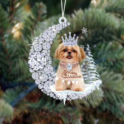 Shih Tzu Diamond Moon Merry Christmas Ornament 2023 Christmas Gifts - Best gifts your whole family