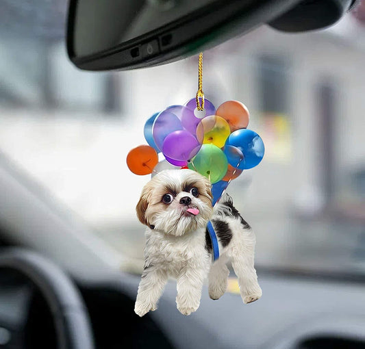 Shih Tzu Dog Fly With Bubbles Car Hanging Ornament Dog Ornament Godmerc - Best gifts your whole family