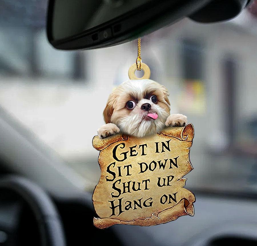 Shih tzu get in two sided ornament, Cute Dog Ornaments For Car - Best gifts your whole family