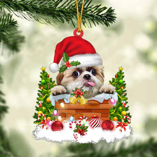Shih Tzu In The Chimney Hanging Ornament Dog Christmas Ornament - Best gifts your whole family