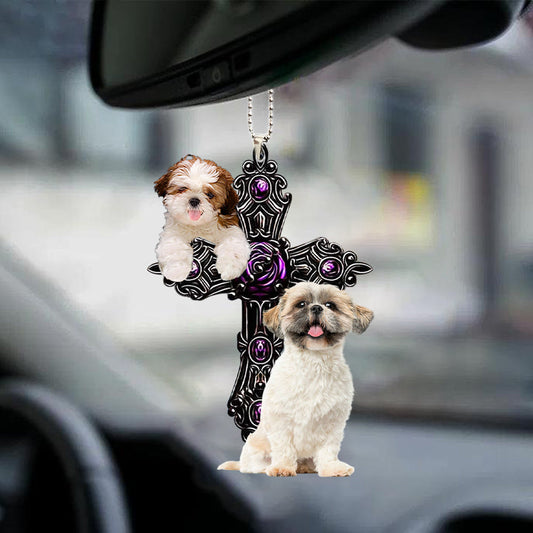 Shih Tzu Pray For God Car Hanging Ornament Dog Pray For God Auto Ornament Godmerc - Best gifts your whole family