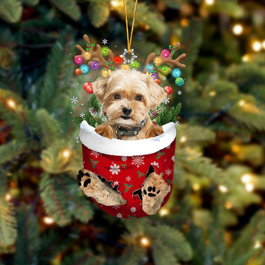 Shorkie In Snow Pocket Christmas Ornament, Dog Flat Acrylic Ornament - Best gifts your whole family