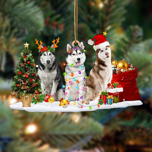 Siberian Husky-Christmas Dog Friends Hanging Ornament - Best gifts your whole family