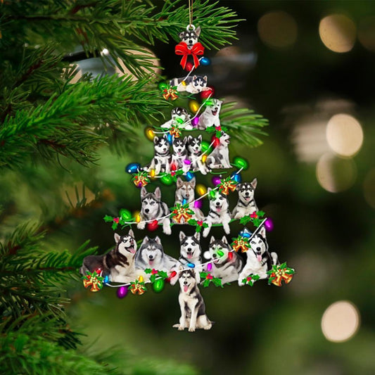 Siberian Husky-Christmas Tree Lights-Two Sided Ornament - Best gifts your whole family