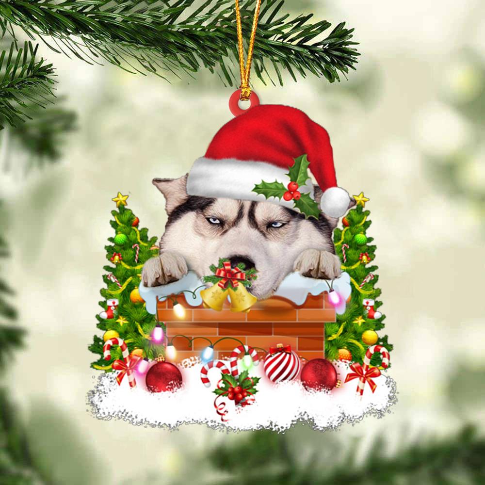 Siberian Husky In The Chimney Hanging Ornament Dog Christmas Ornament - Best gifts your whole family