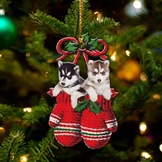 Siberian Husky Inside Your Gloves Christmas Holiday-Two Sided Ornament, Christmas Ornament, Car Ornament - Best gifts your whole family